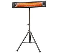 Outsunny 2500 W Radiateur infrarouge extérieur IP65, autonome, Noir | Chauffage jardin, trépied ajustable hauteur, 3 modes chaleur, minuterie 24h, touche/télécommande, anti-bascule