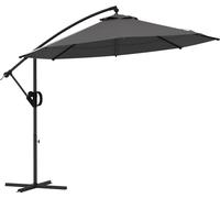 Outsunny Ø293 cm Parasol ampli avec pied en croix, parasol avec manivelle, inclinaison et 8 baleines, parasol de terrasse suspendu pour piscine extérieure, jardin, balcon, gra