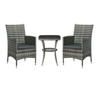 Outsunny 3 pièces set bistro en rotin pour 2, mobilier jardin, gris mixte