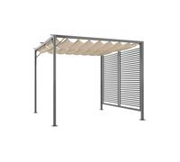 Outsunny 3 x 2.8m Metal Pergola, with Retractable Fabric Roof - Beige