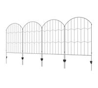 Outsunny 4 Panel Garden Fence with 8 Ground Stakes, Steel Outdoor Fence, 348x110 cm, Black