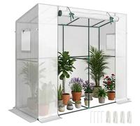 Outsunny 6.6 x 2.5 x 5.6 Pieds Petite Serre adossée pour extérieur Blanc