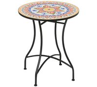Outsunny 60 cm Table de Jardin mosaïque Ronde d'appoint pour Patio Rouge