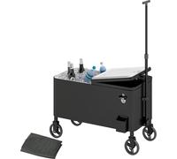 Outsunny 76L Chariot réfrigéré Chariot de service avec roues Ouvre-bouteilles Couvercle Poignées
