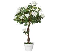 Outsunny 90 cm/3 pieds Arbre à roses artificiel, Plante décorative avec pot, Décoration intérieure maison et bureau, Blanc