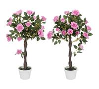Outsunny 90cm Arbre à Roses Artificiel, Tronc torsadé, Lot de 2, Violet