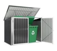 Outsunny Abri à ordures extérieur 1,91 m² en Acier galvanisé avec 2 Portes verrouillables, récipient pour poubelles à déchets avec Toit ouvrant Prises d'air, abri de Jardin pour 2 poubelles, Gris