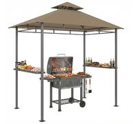 Outsunny Abri Barbecue Extérieur Double Toit Métal 245x146x255cm Marron