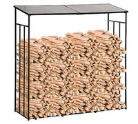 Outsunny Abri-bûches 2,3 m³, support de rangement du bois de chauffage, capacité de stockage du bois de chauffage 2100 kg, pour l'extérieur, en métal et polycarbonate, noir