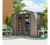 Outsunny Abri & Cabane de Jardin en Métal Acier 2.5 m² Abri de Jardin 213x130x185 cm, Porte Coulissante, Marron | Aosom France
