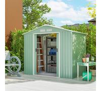 Outsunny Abri & Cabane de Jardin en Métal Tôle d'Acier 2.5 m² - Remise pour Outils avec Fondation, Porte verrouillable, Vert | Aosom France
