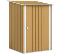 Outsunny Abri de Jardin 0,92 m² en Acier galvanisé, Remise à Outils avec Porte battante verrouillable, Toit incliné, 100 x 104 x 160 cm, Jaune