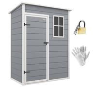 Abri De Jardin - Remise Pour Outils - Cabanon Porte Verrouillable, Fenêtre - Dim. 151l X 92l X 193h Cm - Alu Pp Gris Blanc