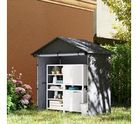 Outsunny Abri de Jardin 1.1x2 m avec Porte Roulable, Abri de Garage pour Vélos et Outils de Jardin, Gris Foncé