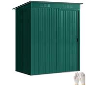 Outsunny Abri de Jardin 1,37 m² en métal, Montage Facile, Remise à Outils de Jardin avec aérations, Porte coulissante, Toit incliné et Gants, 159 x 106 x 181 cm, Vert