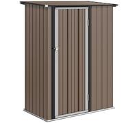 Outsunny Abri de Jardin 1 m² - abri à Outils - cabanon Porte verrouillable - dim. 142L x 84 x 189H cm - Acier galvanisé Marron