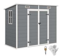 Outsunny Abri de jardin 2,54 m² (2,4 x 1,3 m) aluminium et PP, fenêtre, portes verrouillables, gris
