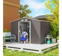 Outsunny Abri de Jardin 2,77L x 1,91l x 1,92H m Fondation Incluse Porte coulissante ventilations tôle Acier Gris