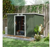Outsunny Abri de Jardin 3,6 m² Remise à Outils avec kit de fondation en Acier galvanisé avec Portes coulissantes Vert clair