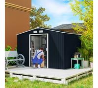 Outsunny Abri de Jardin 4,83 m² Dim. 2,77L x 1,91l x 1,92H m Fondation Incluse Porte coulissante ventilations tôle Acier Gris