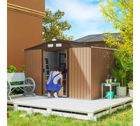 Outsunny Abri de Jardin 4,9 m² cabane de jardin armoire de jardin Porte coulissante ventilations tôle Acier Jaune