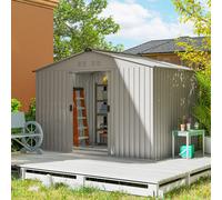 Outsunny Abri de jardin 5,4 m² dim. 2,77 x 1,95 x 1,92 m fondation incluse porte coulissante ventilations tôle acier, anthracite