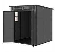 Outsunny Abri de Jardin à 2 Entrées avec 3 Fenêtres et Aérations, en PP et Aluminium, 182x182x196 cm, Gris foncé