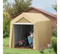 Outsunny Abri de jardin Abri à buches Abris voiture tente de stockage portable extérieur avec cadre en acier galvanisé et grande porte 2x3,6m beige