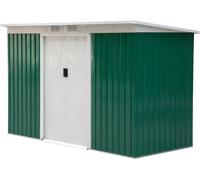 Outsunny Abri de jardin, abri de jardin, cabane à outils avec porte coulissante, fenêtre d'aération, toit à une pente, extérieur, acier, vert, 280 x 130 x 172 cm