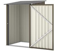 Outsunny Abri de jardin Abri de rangement en acier galvanisé avec porte, 100x104x160 cm, Marron et Gris foncé