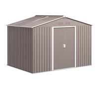 Abri de jardin - Outsunny - 5,4m² - kit de fondation, porte coulissante, 4 aérations - 277x195x192cm - gris clair