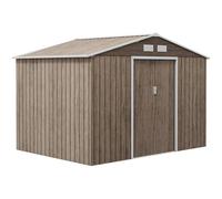 Outsunny Abri de Jardin Acier Galvanisé XXL 5,4 m² Kit Fondation Marron