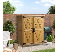Outsunny Abri de jardin armoire de jardin 3 étagères 2 portes toit bitumé étanche bois sapin 75 x 40 x 90 cm jaune