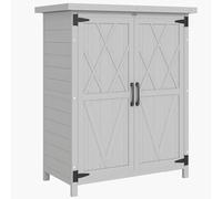 Outsunny Abri de Jardin Armoire de Jardin pour Outils 75L x 40l x 90H cm 3 étagères 2 Portes Toit en Asphalte imperméable Bois de Sapin Gris