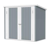 Outsunny Abri de Jardin cabane de jardin 1,09 m² 2 Portes verrouillables 147 x 86 x 134 cm tôle d'acier Gris clair Blanc