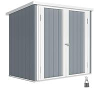 Outsunny Abri de Jardin - cabane de Jardin 1,09 m² - cabanon Rangement Outils 2 Portes verrouillables - dim. 147L x 86l x 134H cm - tôle d'acier Gris Clair Blanc
