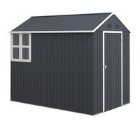 Outsunny Abri de jardin en acier, 4㎡ abri de jardin avec fenêtre armoire de jardin verrouillable, 259 x 172 x 222 cm abri de jardin pour balcon, terrasse, gris foncé