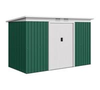 Outsunny Abri de Jardin en Acier galvanisé XXL 3,6 m² avec kit de Fondation 280 x 130 x 172 cm, cabane de Jardin cabanon Rangement Outils avec Portes coulissantes verrouillables aérations, Vert foncé