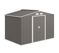 Outsunny Abri de Jardin en Acier galvanisé XXL 5,4 m² avec kit de Fondation 277 x 195 x 192 cm, cabane de Jardin cabanon Rangement Outils avec Portes coulissantes verrouillables et 4 aérations, Gris