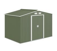 Outsunny Abri de Jardin en Acier galvanisé XXL 5,4 m² avec kit de Fondation 277 x 195 x 192 cm, cabane de Jardin cabanon Rangement Outils avec Portes coulissantes verrouillables et 4 aérations, Vert