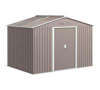Outsunny Abri de Jardin en Acier galvanisé XXL 5,4 m² avec kit de Fondation 277x195x192cm, cabane de Jardin Toit en Fibre de Verre, cabanon Rangement Outils Portes coulissantes 4 aérations Gris Clair