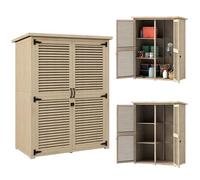 Outsunny Abri de jardin en bois 0,83 m² 127 x 65 x 168 cm Armoire d'extérieur en bois avec 2 portes de volet roulant 2 étagères 2 poignées et toit imperméable pour jardin naturel