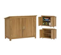 Outsunny Abri de Jardin en Bois cabane de Jardin avec Toit incliné, 2 Portes et 2 étagères, Armoire à Outils résistante aux intempéries pour intérieur, extérieur et Balcon, 110 x 50 x 85 cm Marron