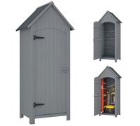 Outsunny Abri de Jardin en Bois cabane de Jardin Exterieur Armoire de Jardin avec Toit bitumé 3 étagères Porte avec loquet Rangement et Stockage extérieurs pour terrasse 77,5 x 54,2 x 179,5 cm Gris