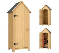 Outsunny Abri de jardin en bois cabane de jardin exterieur armoire de jardin avec toit bitumé 3 étagères porte avec loquet rangement et stockage extérieurs pour terrasse 77,5 x 54,2 x 179,5 cm naturel