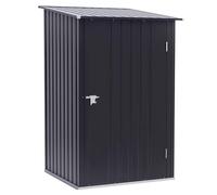 Outsunny Abri de jardin en métal 0,92 m², 100 x 103 x 160 cm, avec toit en pente et porte verrouillable, abri de jardin, armoire pour arrière-cour, extérieur, gris foncé