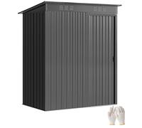 Outsunny Abri de Jardin en métal 1,37 m², cabane de Jardin à Outils, 159 x 106 x 181 cm, 2 Paires de Gants Inclus, Porte coulissante, aérations et Toit en Pente, Montage Facile, Gris foncé