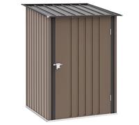 Outsunny Abri de jardin en métal 1,6 m³ 100 x 103 x 160 cm avec toit en pente - Porte verrouillable - Résistant aux intempéries - Abri de jardin d'extérieur - Armoire pour jardin extérieur - Marron