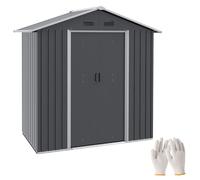Outsunny Abri de Jardin en métal 1,8 m², cabane de Jardin à Outils en métal, avec Portes coulissantes et 4 aérations, Grand Espace de Rangement extérieur, 194 x 110 x 184 cm, Gris foncé