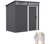 Outsunny Abri de jardin en métal 1,9m² 195x122x182cm Abri de jardin avec fondations